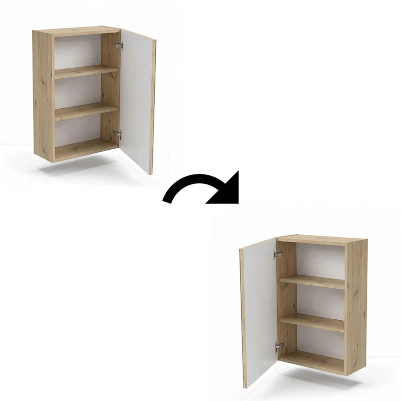 Hängender Badezimmerschrank mit Spiegel 40 cm - Eiche artisan