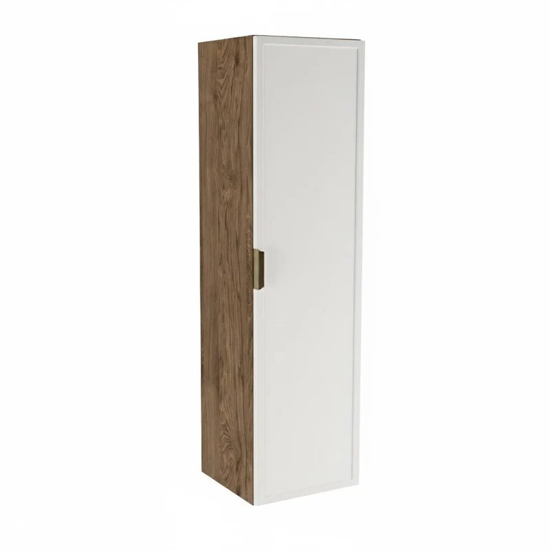 Bad Hochschrank 120 cm Roma - Weiß/Walnuss Dunkel