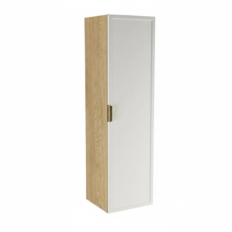 Bad Hochschrank 120 cm Roma - Weiß/Eiche Cremona