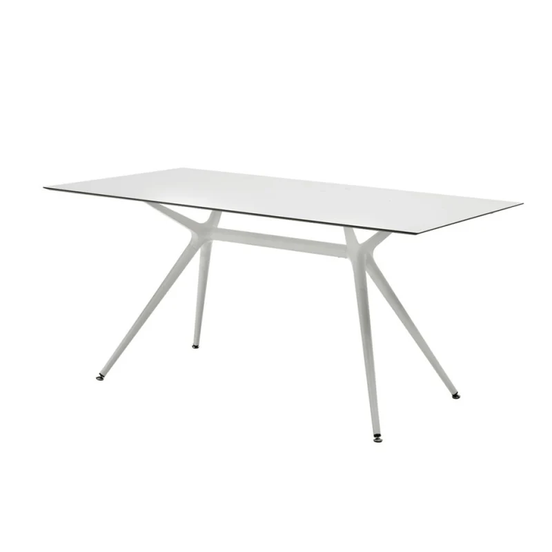 Design Tisch weiß, Bürotisch weiß, Länge 210 cm