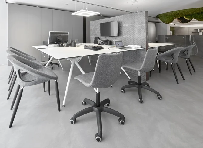 Design Tisch weiß, Bürotisch weiß, Länge 210 cm