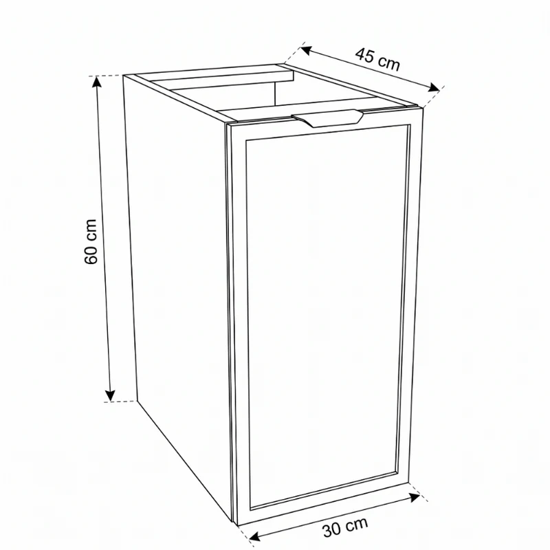 Badezimmerschrank 30 cm mit 1 Tür, Fronten mit Rahmen Roma - Kaschmir