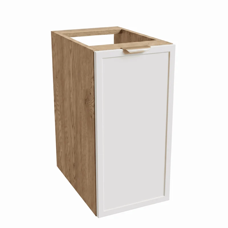 Badezimmerschrank 30 cm mit 1 Tür, Fronten mit Rahmen Roma - Weiß/Eiche Cremona