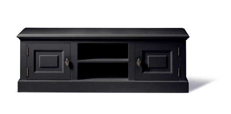 Lowboard schwarz, Fernseheschrank im Landhausstil, Breite 150 cm
