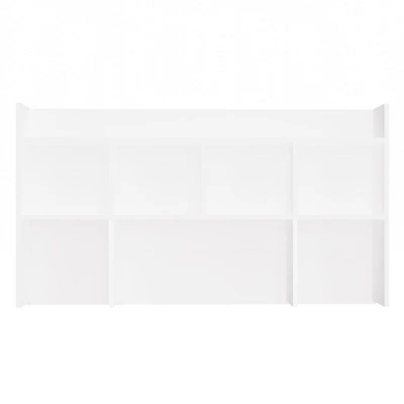 Moderner Schreibtischaufsatz 130 cm | Farbe: mattweiß | Aufsatz mit 5 Regalböden | Passend für Schreibtische der Serie KUBA | Zusatzregal für Büro, Arbeitszimmer, Kinderzimmer und Jugendzimmer