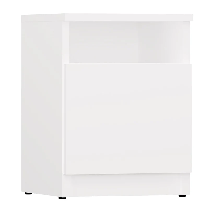 Nachttisch GALAX 30 1D, Nachtschrank | Farbe: Weiß | Ideal für Schlafzimmer, Kinderzimmer, Teenager | Einfache Montage