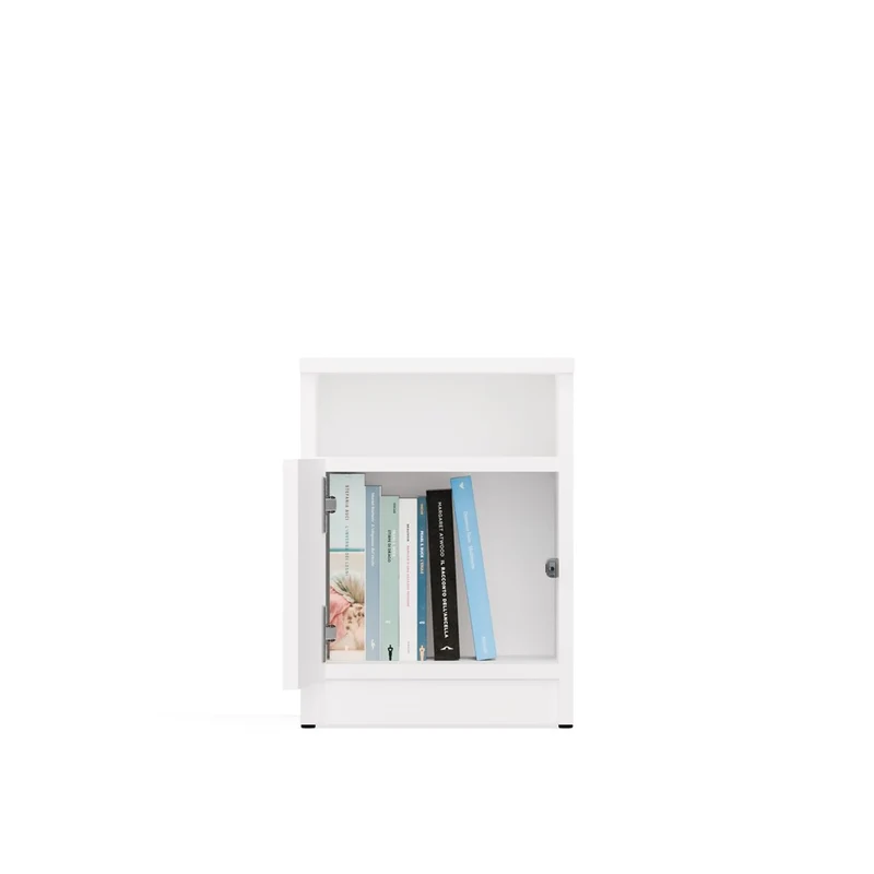 Nachttisch GALAX 30 1D, Nachtschrank | Farbe: Weiß | Ideal für Schlafzimmer, Kinderzimmer, Teenager | Einfache Montage