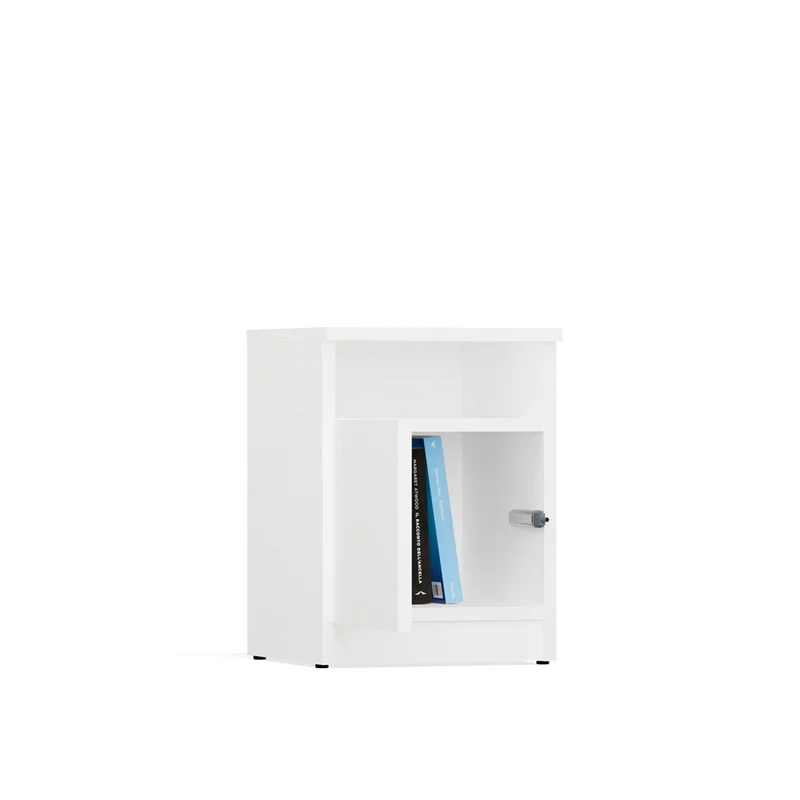 Nachttisch GALAX 30 1D, Nachtschrank | Farbe: Weiß | Ideal für Schlafzimmer, Kinderzimmer, Teenager | Einfache Montage