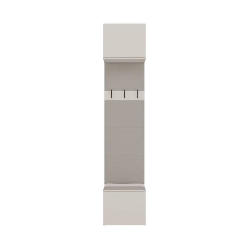 Garderobe HAGA 1W | Farbe: Kaschmir (beige) | Großer Volumen | Kleiderbügel | Geräumiger Schuhschrank | Ideal für Diele, Flur | Praktische Ablagen | Modernes Aussehen