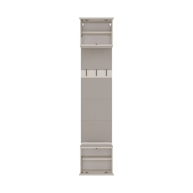 Garderobe HAGA 1W | Farbe: Kaschmir (beige) | Großer Volumen | Kleiderbügel | Geräumiger Schuhschrank | Ideal für Diele, Flur | Praktische Ablagen | Modernes Aussehen