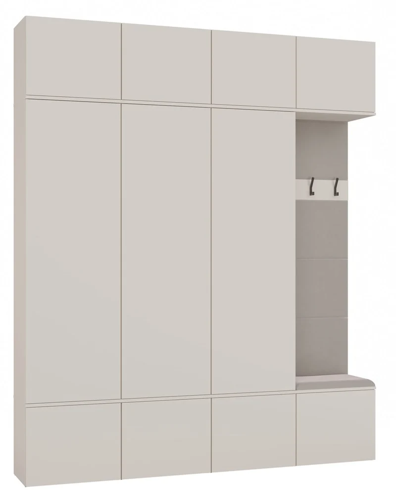 CDF FLURGARDEROBE HAGA IV 3SZ1W | KASCHMIR | 238x200x35CM | 3 SCHRÄNKE + SITZBANK