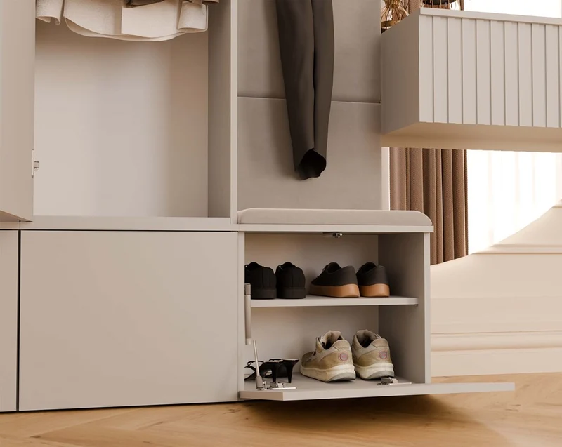 CDF FLURGARDEROBE HAGA IV 3SZ1W | KASCHMIR | 238x200x35CM | 3 SCHRÄNKE + SITZBANK