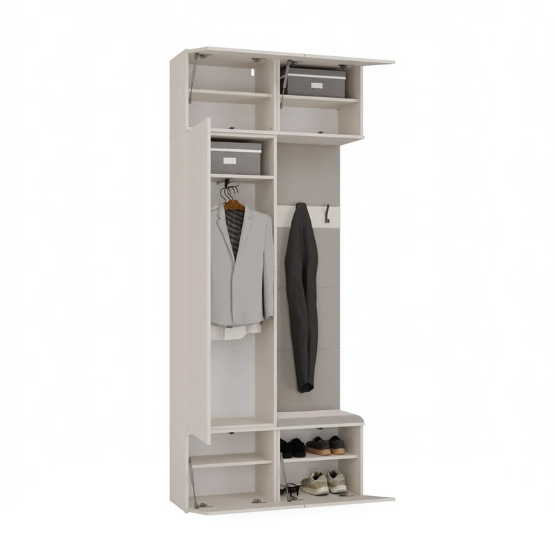 Garderobe Schrank + Kleiderständer HAGA II 1Sz1W KASCHMIR BEIGE