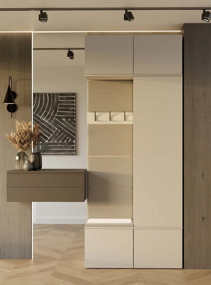 Garderobe Schrank + Kleiderständer HAGA II 1Sz1W KASCHMIR BEIGE