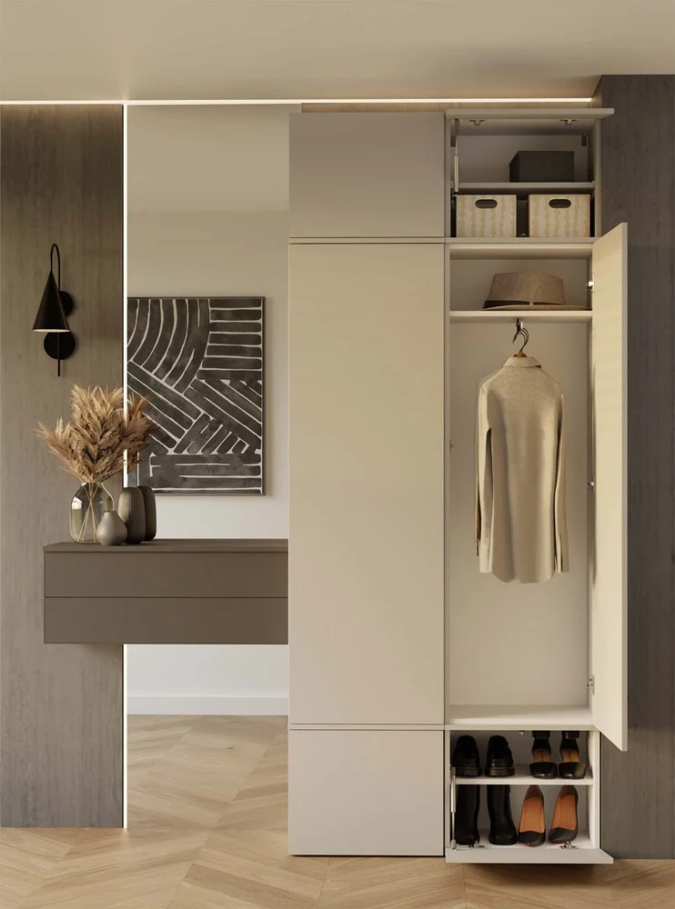 Garderobe Schrank + Kleiderständer HAGA II 1Sz1W KASCHMIR BEIGE