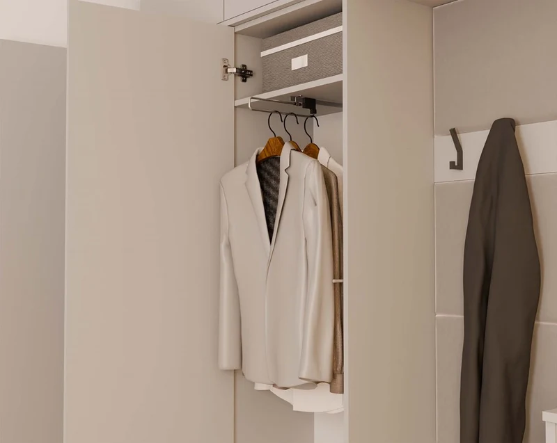Garderobe Schrank + Kleiderständer HAGA II 1Sz1W KASCHMIR BEIGE
