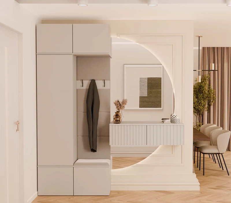 Garderobe Schrank + Kleiderständer HAGA II 1Sz1W KASCHMIR BEIGE