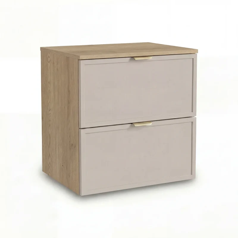 Waschtischunterschrank 140 cm mit Regal Roma - Kaschmir/Eiche Cremona