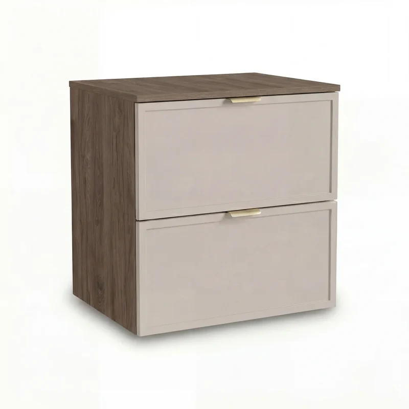 Waschtischunterschrank 140 cm mit Regal Roma - Kaschmir/Walnuss Dunkel