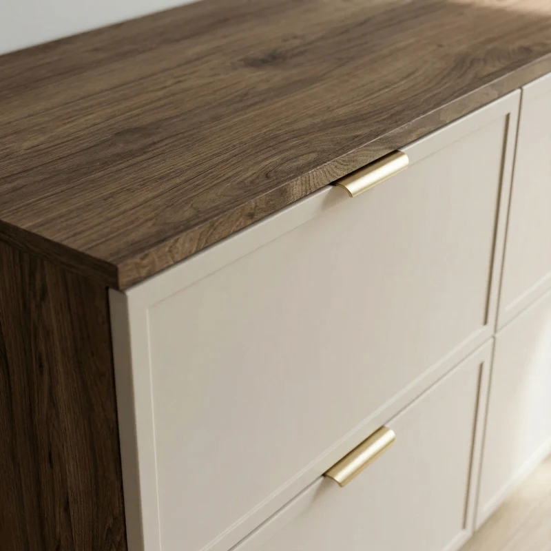 Waschtischunterschrank 140 cm mit Regal Roma - Kaschmir/Walnuss Dunkel