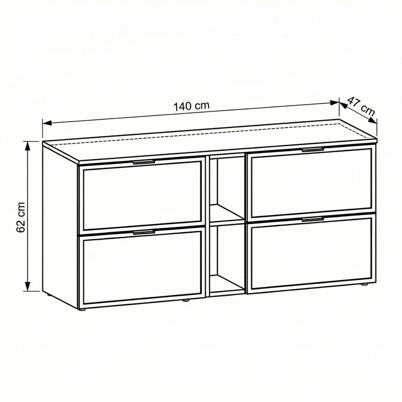 Waschtischunterschrank 140 cm mit Regal Roma - Kaschmir/Walnuss Dunkel