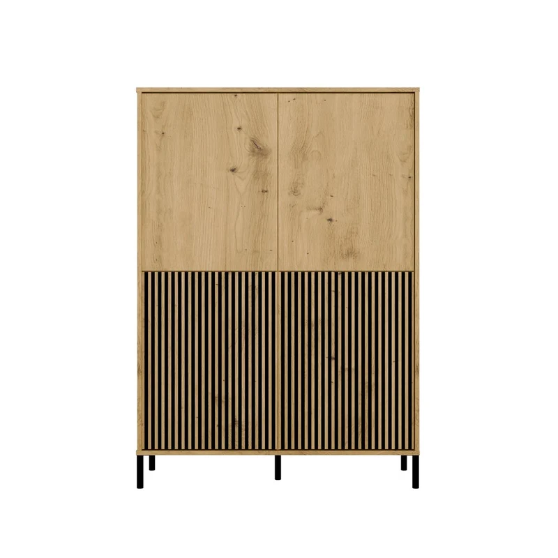 CDF Moderne Kabinett KAMARO 4DK | Farbe: Eiche Artisan - Schwarz | Ideal für Wohnzimmer, Schlafzimmer, Kinderzimmer und Büro | Einfache Montage