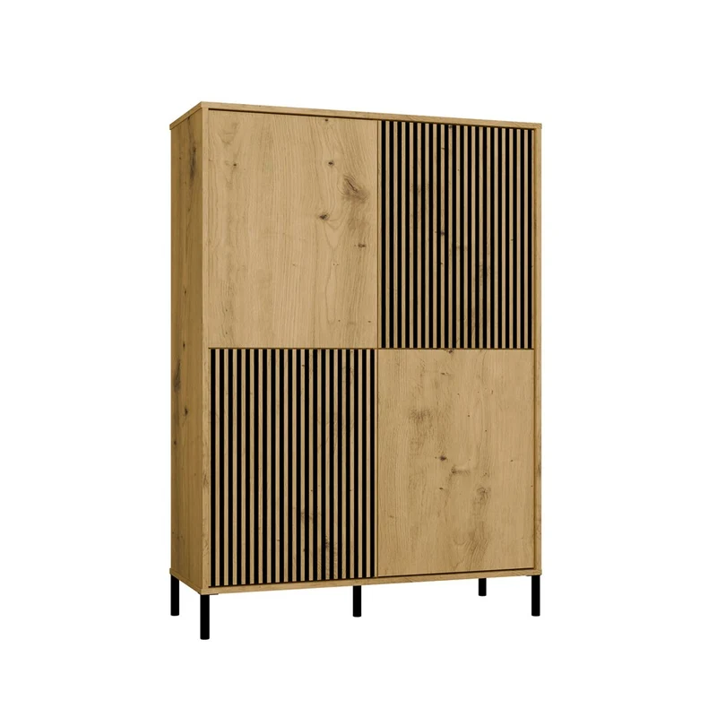 CDF Moderne Kabinett KAMARO 4DK | Farbe: Eiche Artisan - Schwarz | Ideal für Wohnzimmer, Schlafzimmer, Kinderzimmer und Büro | Einfache Montage