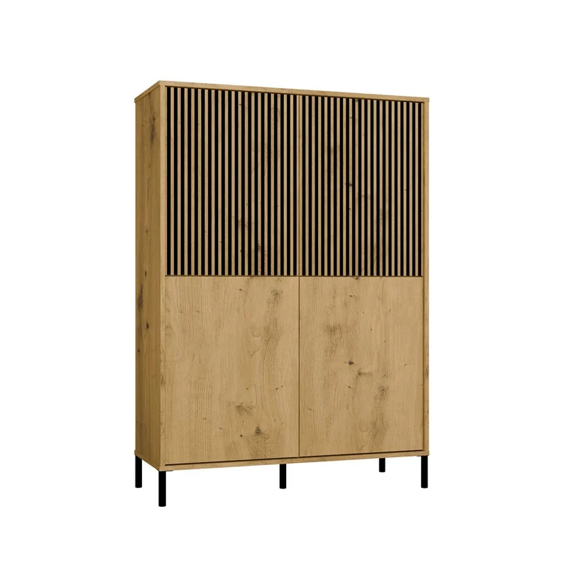 CDF Moderne Kabinett KAMARO 4DK | Farbe: Eiche Artisan - Schwarz | Ideal für Wohnzimmer, Schlafzimmer, Kinderzimmer und Büro | Einfache Montage