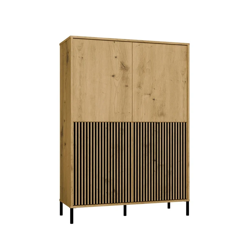 CDF Moderne Kabinett KAMARO 4DK | Farbe: Eiche Artisan - Schwarz | Ideal für Wohnzimmer, Schlafzimmer, Kinderzimmer und Büro | Einfache Montage