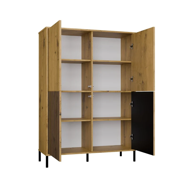 CDF Moderne Kabinett KAMARO 4DK | Farbe: Eiche Artisan - Schwarz | Ideal für Wohnzimmer, Schlafzimmer, Kinderzimmer und Büro | Einfache Montage