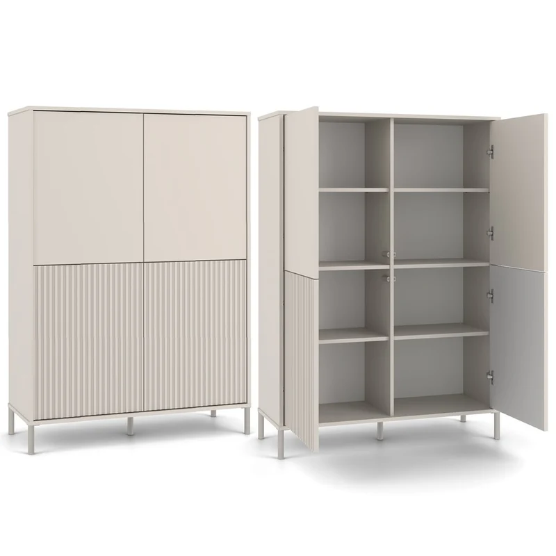 CDF Moderne Kabinett KAMARO 4DK | Farbe: Kaschmir (beige) | Ideal für Wohnzimmer, Schlafzimmer, Kinderzimmer und Büro | Einfache Montage
