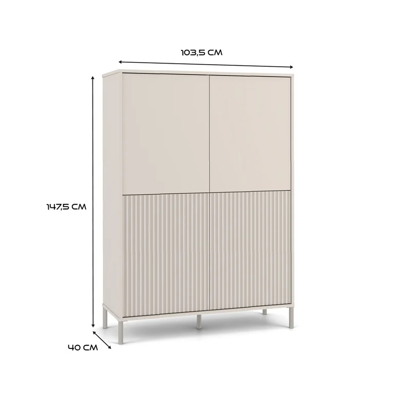 CDF Moderne Kabinett KAMARO 4DK | Farbe: Kaschmir (beige) | Ideal für Wohnzimmer, Schlafzimmer, Kinderzimmer und Büro | Einfache Montage