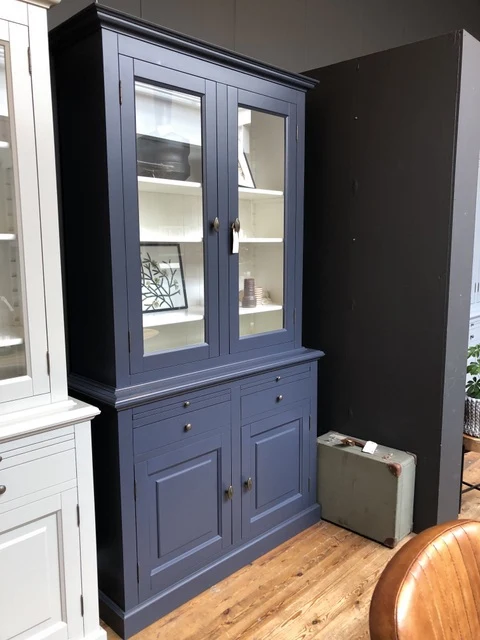 Vitrinenschrank anthrazit, Geschirrschrank anthrazit Landhausstil, Vitrine Landhaus anthrazit