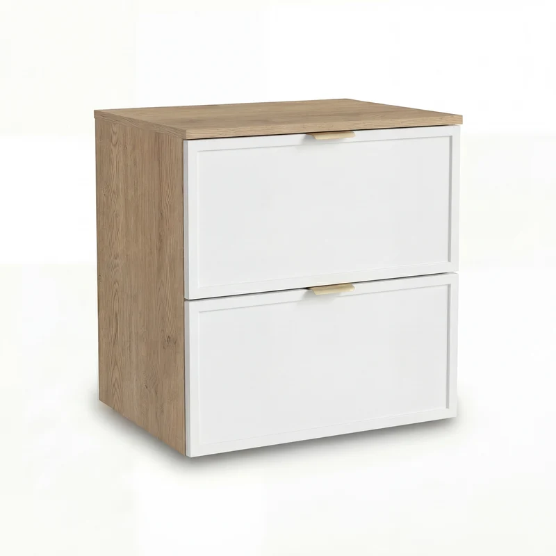 Waschtischunterschrank mit 2 Schubladen 60 cm Roma - Weiß/Eiche Cremona