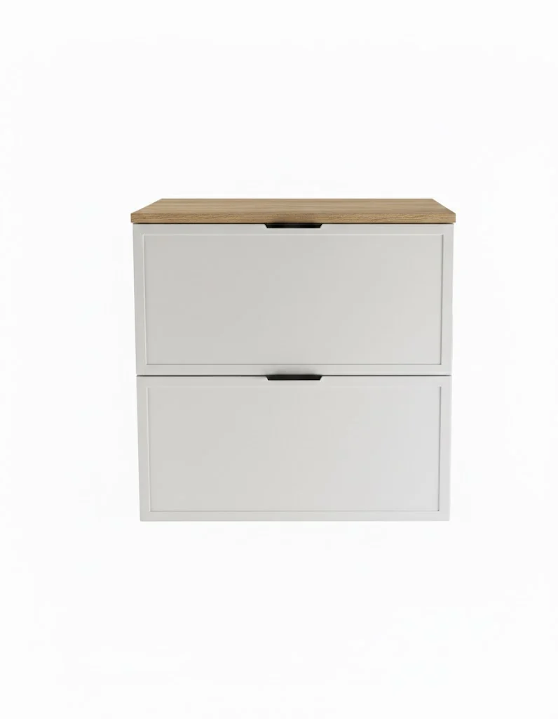 Waschtischunterschrank mit 2 Schubladen 60 cm Roma - Weiß/Eiche Cremona
