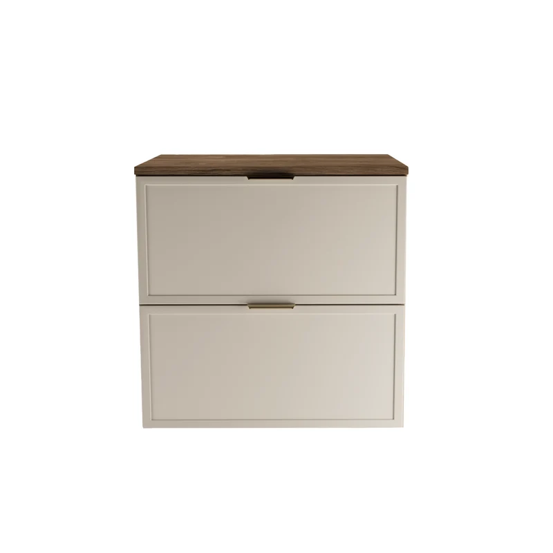 Waschtischunterschrank mit 2 Schubladen 60 cm Roma - Kaschmir/Walnuss Dunkel