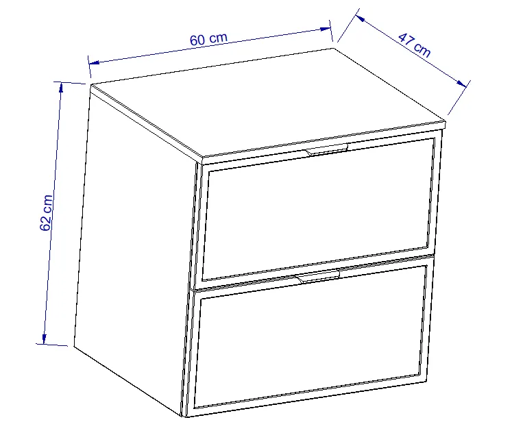 Waschtischunterschrank mit 2 Schubladen 60 cm Roma - Kaschmir/Walnuss Dunkel
