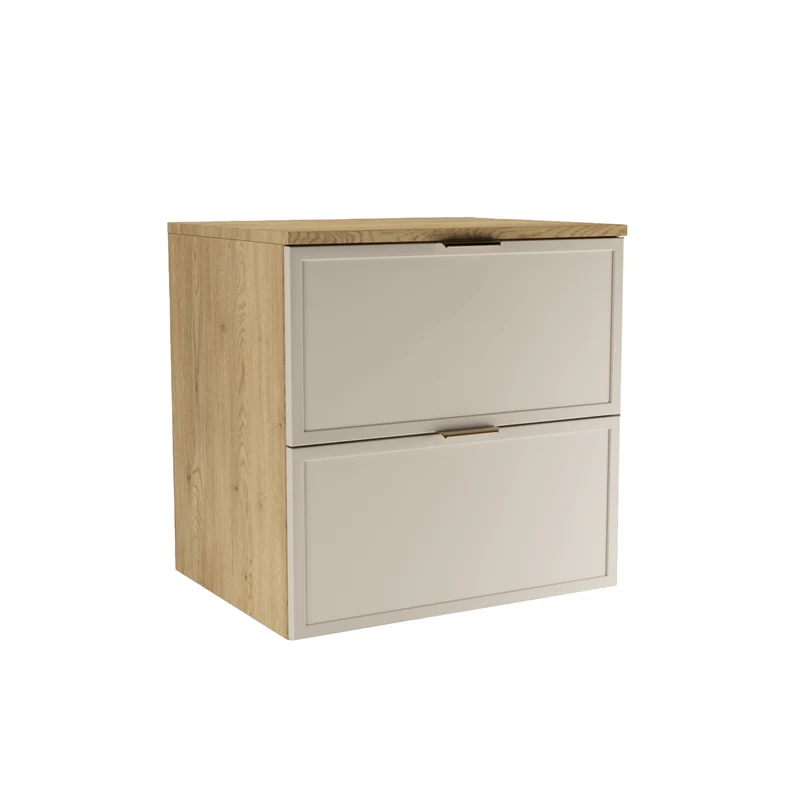Waschtischunterschrank mit 2 Schubladen 60 cm Roma - Kaschmir/Eiche Cremona