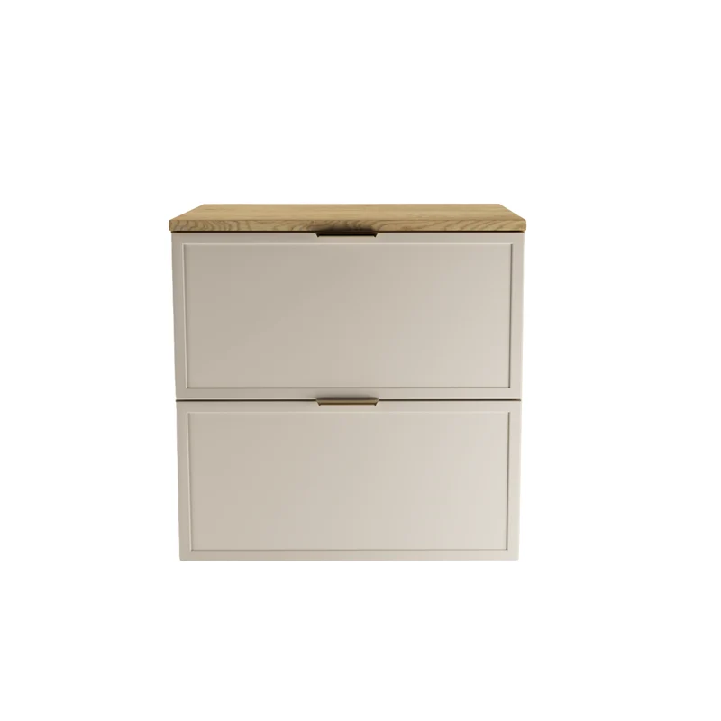 Waschtischunterschrank mit 2 Schubladen 60 cm Roma - Kaschmir/Eiche Cremona