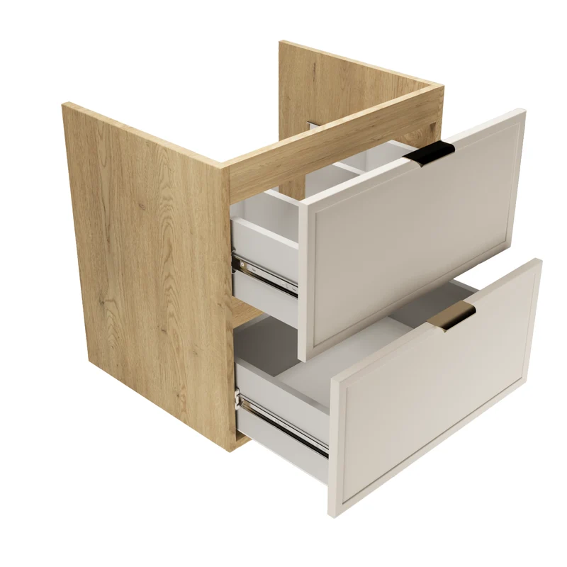 Waschtischunterschrank mit 2 Schubladen 60 cm Roma - Kaschmir/Eiche Cremona
