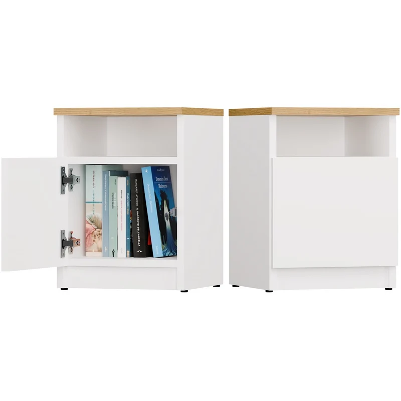 NACHTTISCH GALAX 30 1D WEISS ARTISAN KOMMODE 1 TÜR NACHTTISCH SCHLAFZIMMER