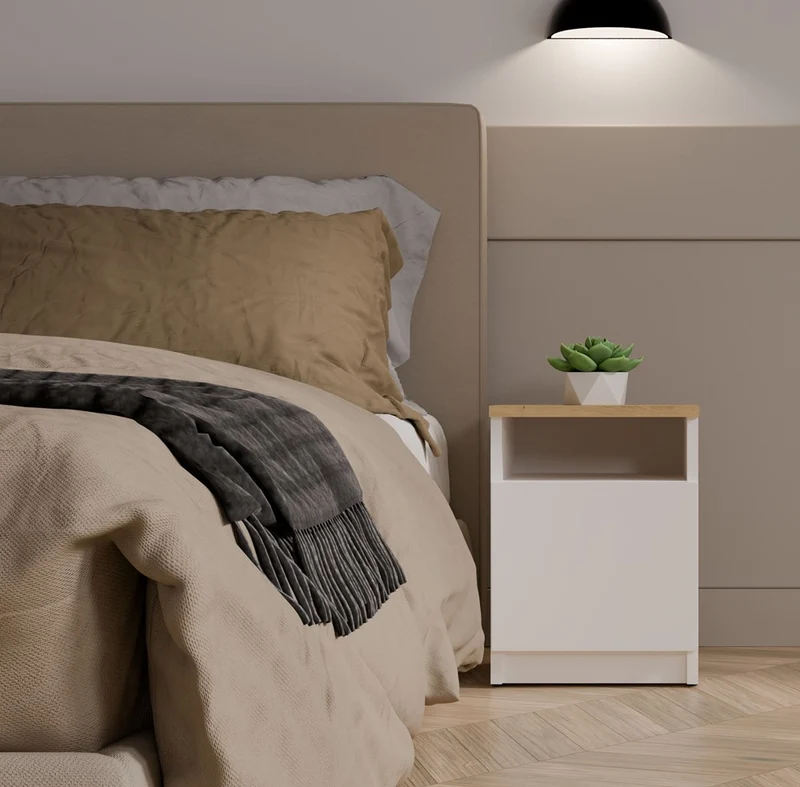 NACHTTISCH GALAX 30 1D WEISS ARTISAN KOMMODE 1 TÜR NACHTTISCH SCHLAFZIMMER