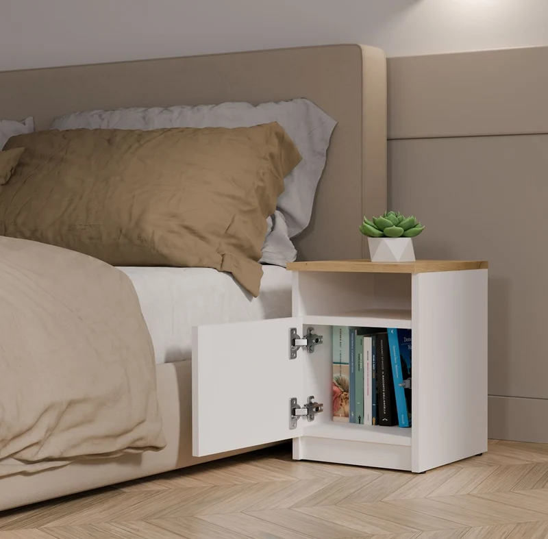 NACHTTISCH GALAX 30 1D WEISS ARTISAN KOMMODE 1 TÜR NACHTTISCH SCHLAFZIMMER
