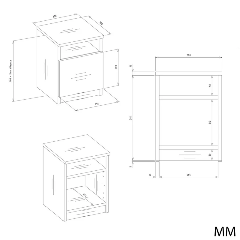 NACHTTISCH GALAX 30 1D WEISS ARTISAN KOMMODE 1 TÜR NACHTTISCH SCHLAFZIMMER