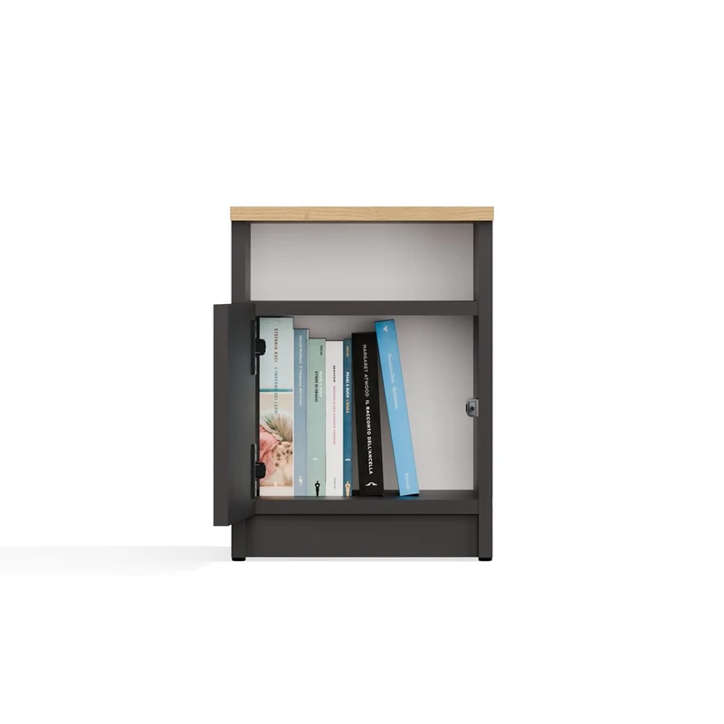 NACHTTISCH GALAX 30 1D ANTHRAZIT ARTISAN KOMMODE 1 TÜR BEISTELLTISCH SCHLAFZIMMER