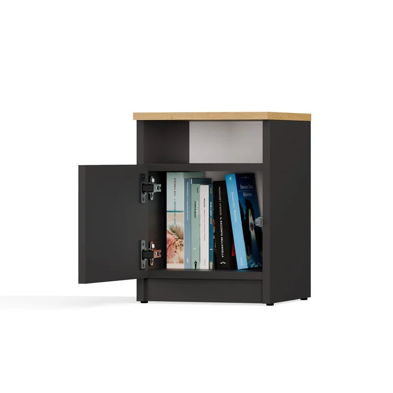 NACHTTISCH GALAX 30 1D ANTHRAZIT ARTISAN KOMMODE 1 TÜR BEISTELLTISCH SCHLAFZIMMER