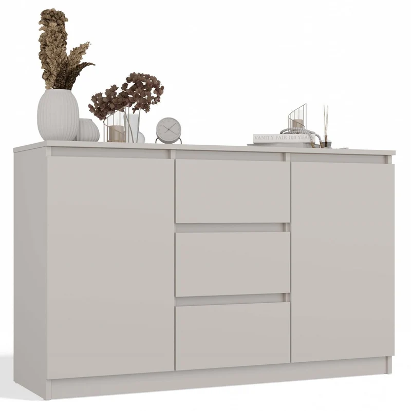 KOMMODE 2D3S 120 CM KASCHMIR BEIGE SCHRANK 2 TÜREN 3 SCHUBLADEN FÜR WOHNZIMMER SCHLAFZIMMER