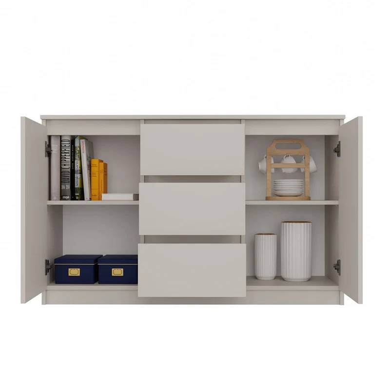KOMMODE 2D3S 120 CM KASCHMIR BEIGE SCHRANK 2 TÜREN 3 SCHUBLADEN FÜR WOHNZIMMER SCHLAFZIMMER