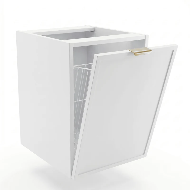 Badezimmerschrank 40 cm mit Wäschekorb Roma - Weiß
