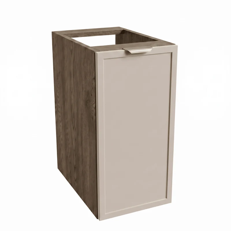 Badezimmerschrank 30 cm mit 1 Tür, Fronten mit Rahmen Roma - Kaschmir/Walnuss Dunkel